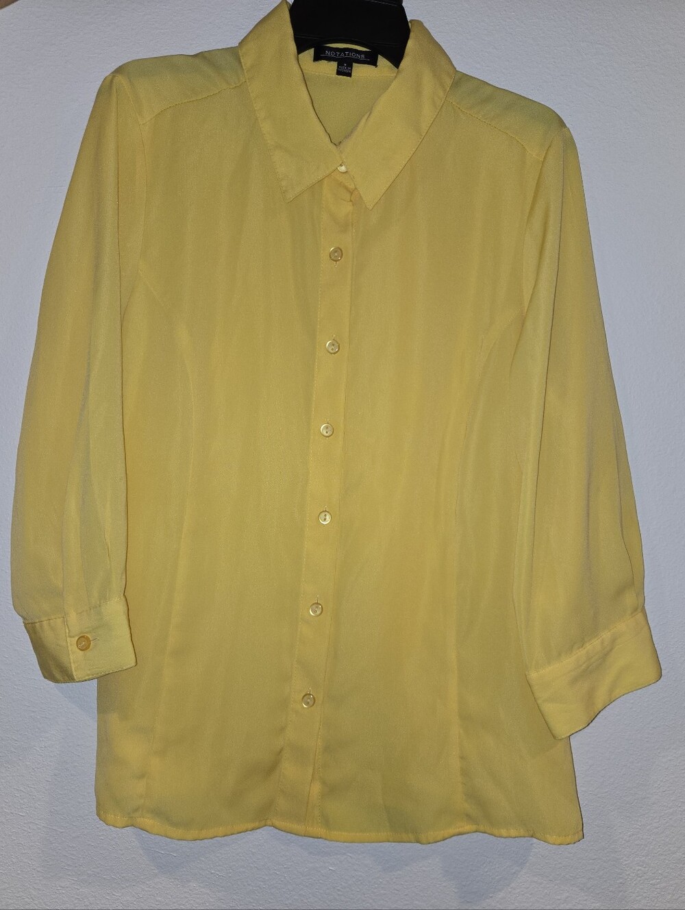Notations Yellow Button-Down Blouse